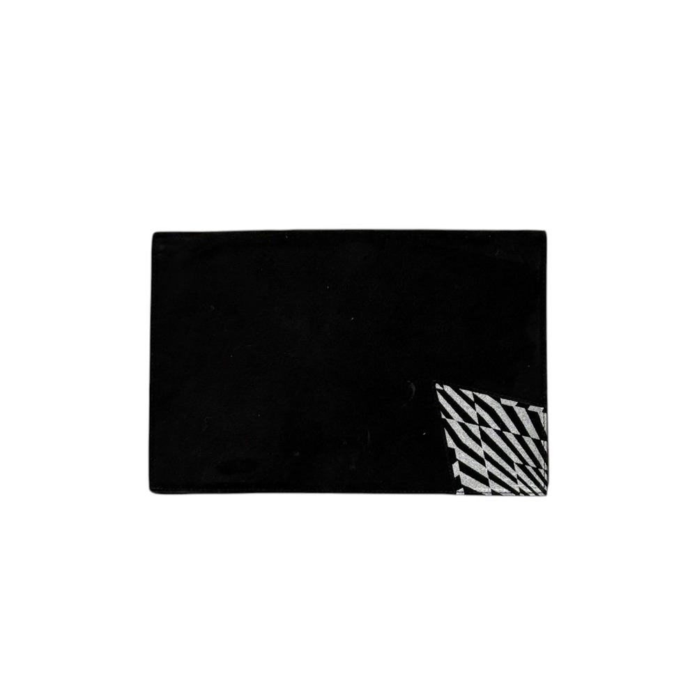 Vintage Xavier Danaud Black Suede Clutch Bag Silver Geometric Made in France